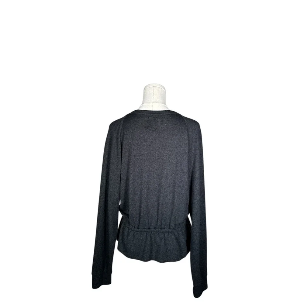 Billabong Women's Charcoal Wrap Knit Long Sleeve Drawstring Casual Top - Picture 2 of 5